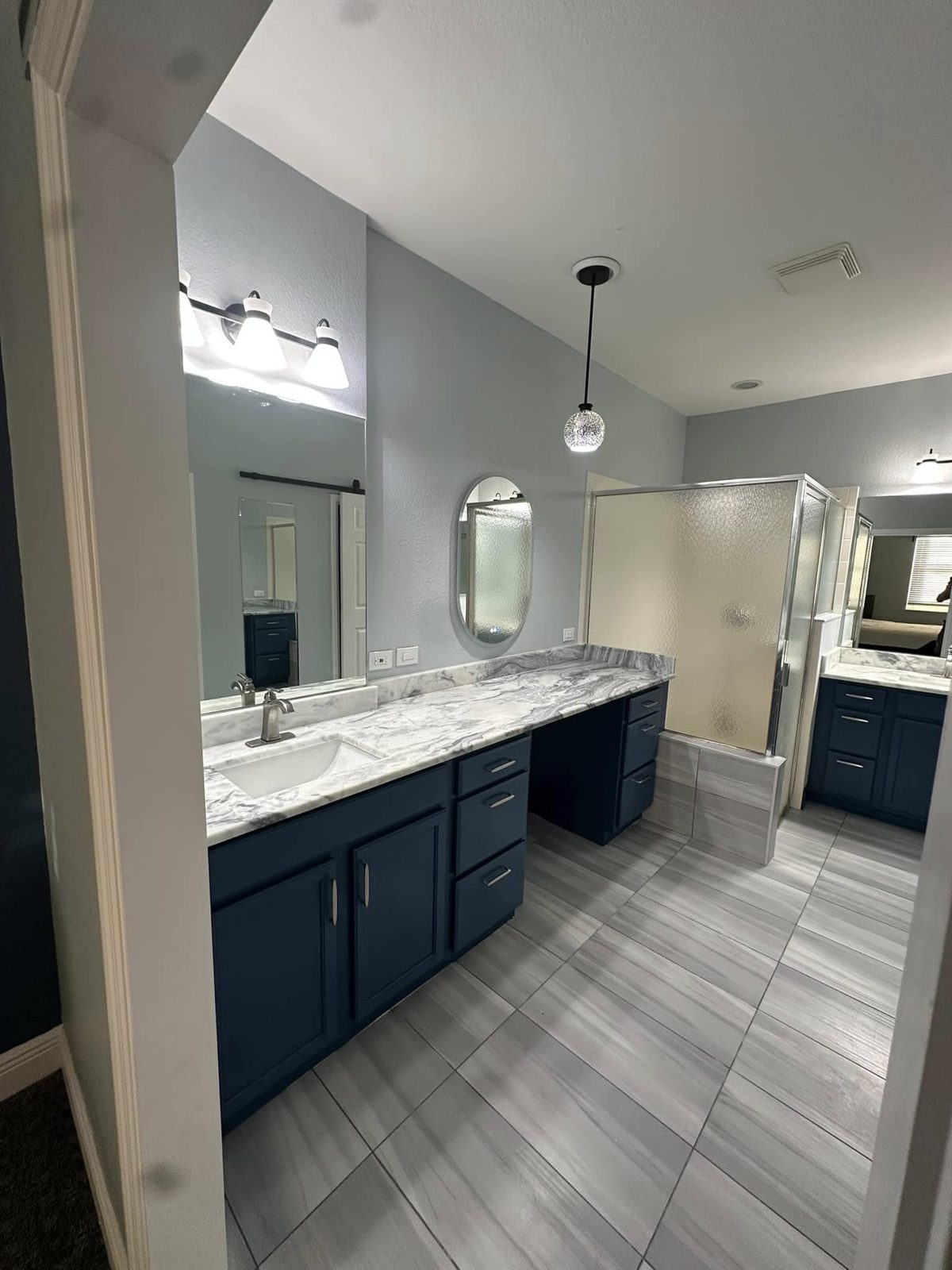 Master bath with custom vanity