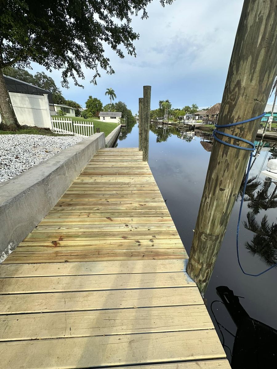 Custom dock work by No Bull Man, Southwest Florida waterfront